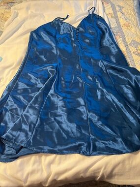 Satin Slip Chemise - Deep Blue